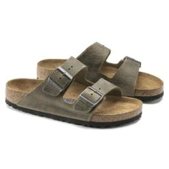 Birkenstock Arizona Soft Footbed Faded Khaki Oiled Nubuck Leather- Regular/Wide -Sports Shoe Store 1019313 pair
