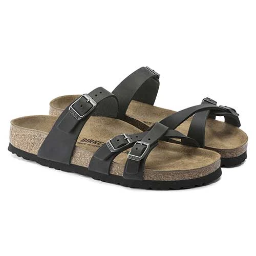 Birkenstock Women's Franca Oiled Leather Sandals- Black- Regular/Wide 4 Birkenstock Women's Franca Oiled Leather Sandals- Black- Regular/Wide - Image 2