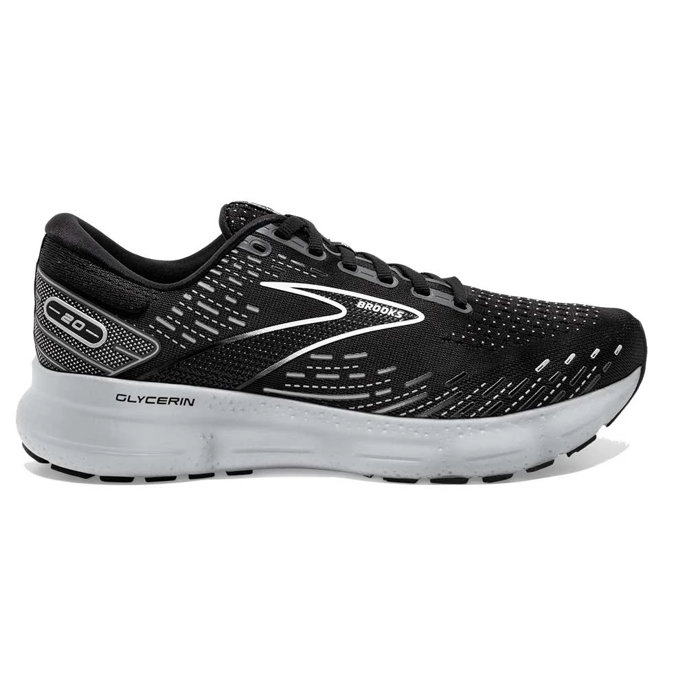 BROOKS Men's Glycerin 20 Running Shoe - Black/White/Alloy - Regular (D) 3 BROOKS Men's Glycerin 20 Running Shoe - Black/White/Alloy - Regular (D)