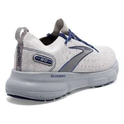 BROOKS Men's Glycerin StealthFit 20 Running Shoe - Oyster/Alloy/Blue Depths - Regular (D) -Sports Shoe Store 110384 081 H Glycerin StealthFit 20