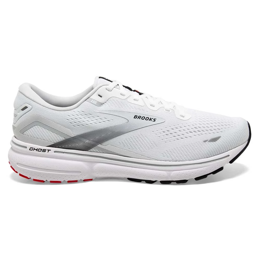 BROOKS Men's Ghost 15 Running Shoe- White/Black/Flame 3 BROOKS Men's Ghost 15 Running Shoe- White/Black/Flame