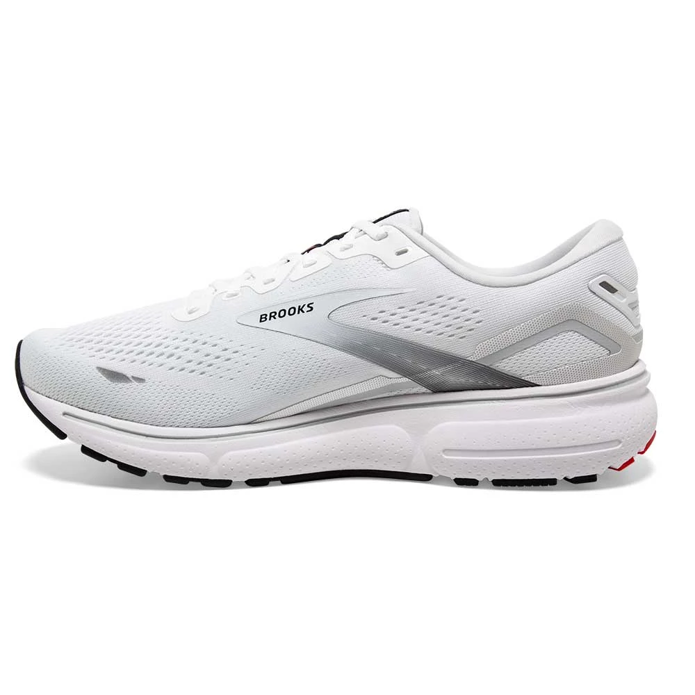 BROOKS Men's Ghost 15 Running Shoe- White/Black/Flame 7 BROOKS Men's Ghost 15 Running Shoe- White/Black/Flame - Image 5