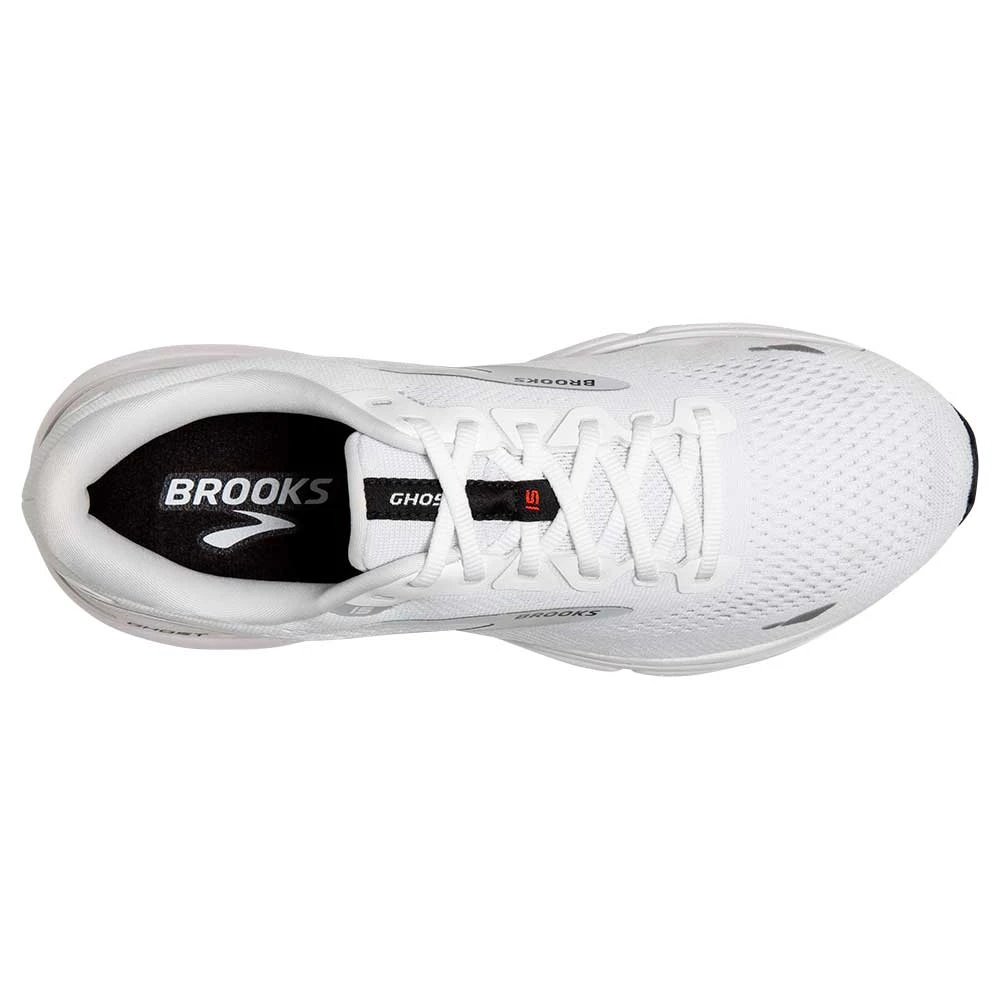 BROOKS Men's Ghost 15 Running Shoe- White/Black/Flame 8 BROOKS Men's Ghost 15 Running Shoe- White/Black/Flame - Image 6