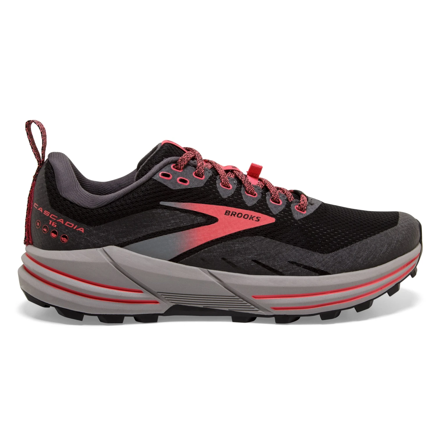 BROOKS Women's Cascadia 16 GoreTEX Trail Running Shoe - Black/Blackened Pearl/Coral - Regular (B) 3 BROOKS Women's Cascadia 16 GoreTEX Trail Running Shoe - Black/Blackened Pearl/Coral - Regular (B)