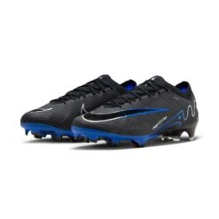 Nike Zoom Mercurial Vapor 15 Elite FG Soccer Cleat- Black/Chrome-Hyper Blue- Regular (D) -Sports Shoe Store AURORA DJ4978 040 PHCFH001 2000