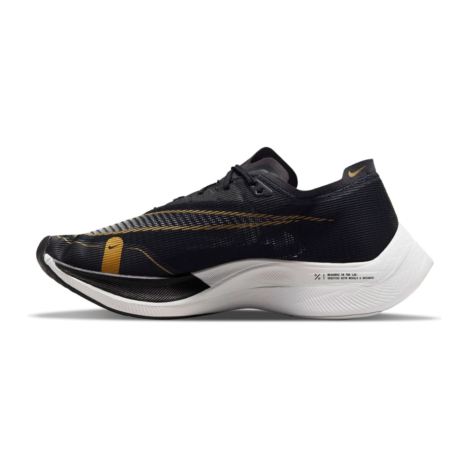 Nike Men's ZoomX Vaporfly Next % 2 Racing Shoe - Black/White/Metallic Gold Coin - Regular (D) 4 Nike Men's ZoomX Vaporfly Next % 2 Racing Shoe - Black/White/Metallic Gold Coin - Regular (D) - Image 2