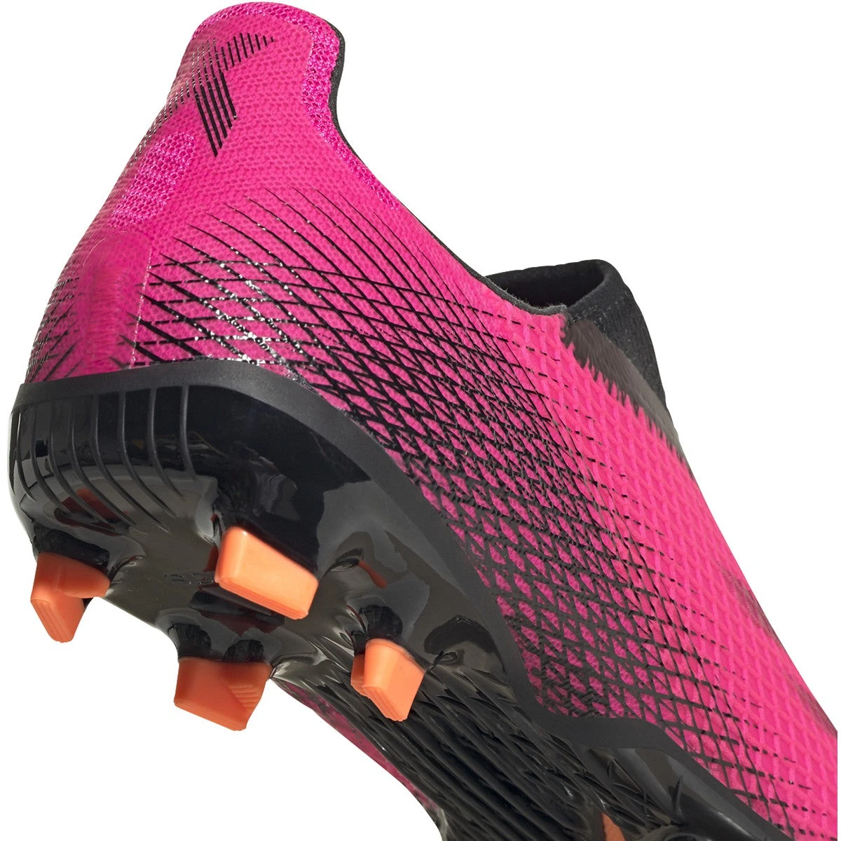 ADIDAS JR X Ghosted .3 Laceless FG Soccer Shoe - Shock Pink/Core Black/Screaming Orange 7 ADIDAS JR X Ghosted .3 Laceless FG Soccer Shoe - Shock Pink/Core Black/Screaming Orange - Image 5