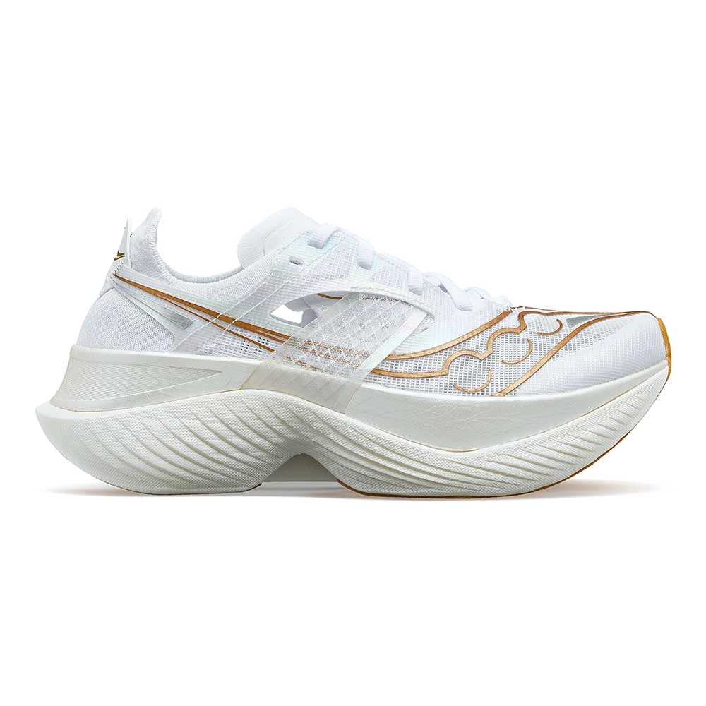 Saucony Women's Endorphin Elite Running Shoe- White/Gold- Regular (B) 3 Saucony Women's Endorphin Elite Running Shoe- White/Gold- Regular (B)