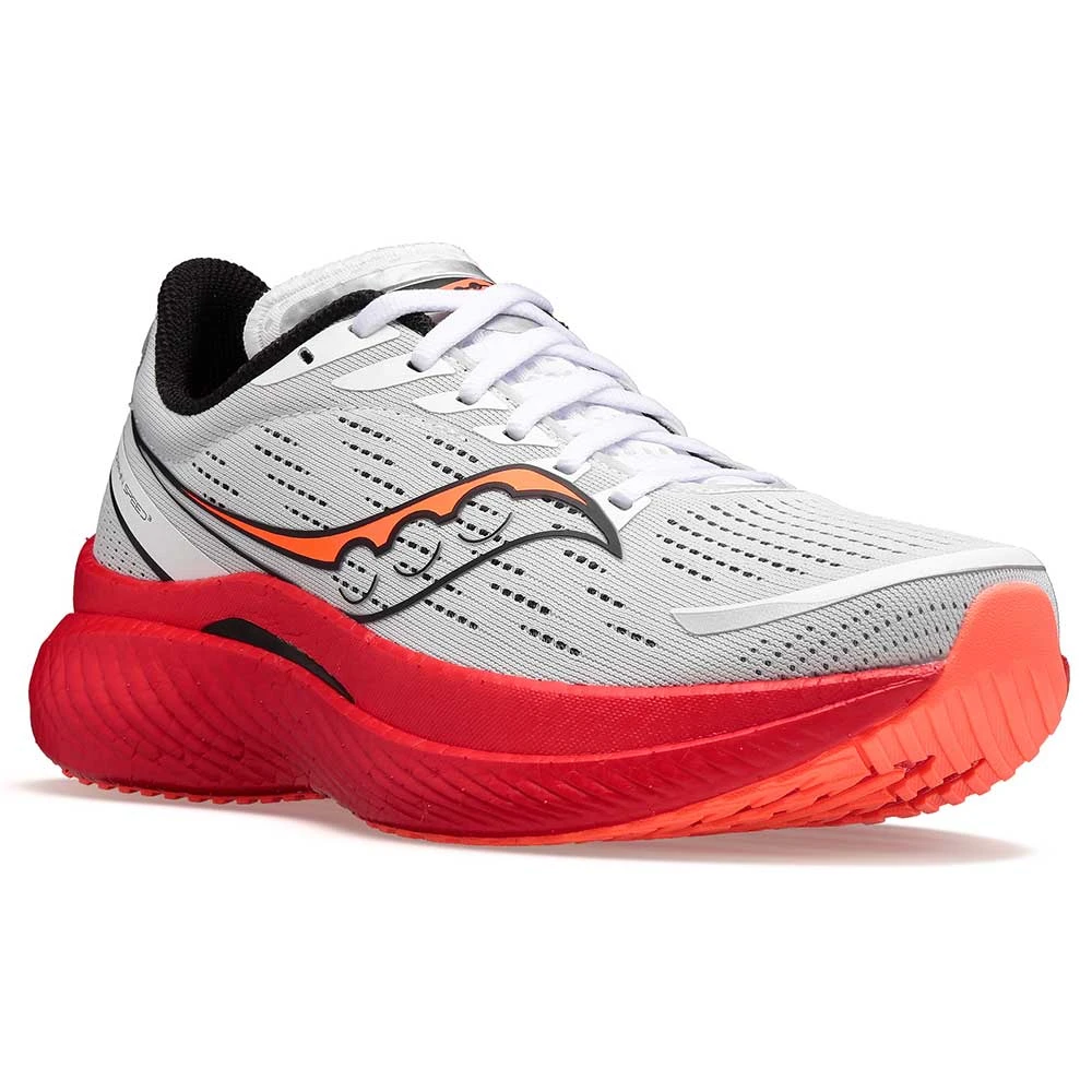 Saucony Men's Endorphin Speed 3 Running Shoe- White/Black/Vizi- Regular (D) 5 Saucony Men's Endorphin Speed 3 Running Shoe- White/Black/Vizi- Regular (D) - Image 3