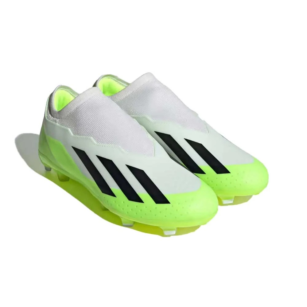 ADIDAS Unisex X Crazyfast .3 Laceless FG Soccer Cleat - Cloud White / Core Black / Lucid Lemon- Regular (D) 3 ADIDAS Unisex X Crazyfast .3 Laceless FG Soccer Cleat - Cloud White / Core Black / Lucid Lemon- Regular (D) - Image 2