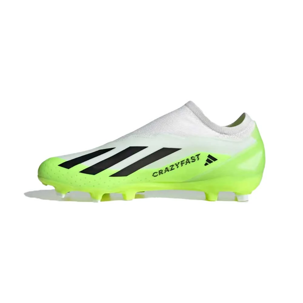 ADIDAS Unisex X Crazyfast .3 Laceless FG Soccer Cleat - Cloud White / Core Black / Lucid Lemon- Regular (D) 4 ADIDAS Unisex X Crazyfast .3 Laceless FG Soccer Cleat - Cloud White / Core Black / Lucid Lemon- Regular (D) - Image 3